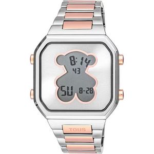 Reloj Tous Digital D-Bear con brazalete acero y acero IPRG rosado